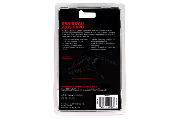 ERNIE BALL 9616 AXIS DUAL RADIUS CAPO WHITE