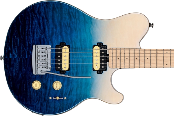 STERLING BY MUSIC MAN AXIS AX3 QUILTED MAPLE SPECTRUM BLUE