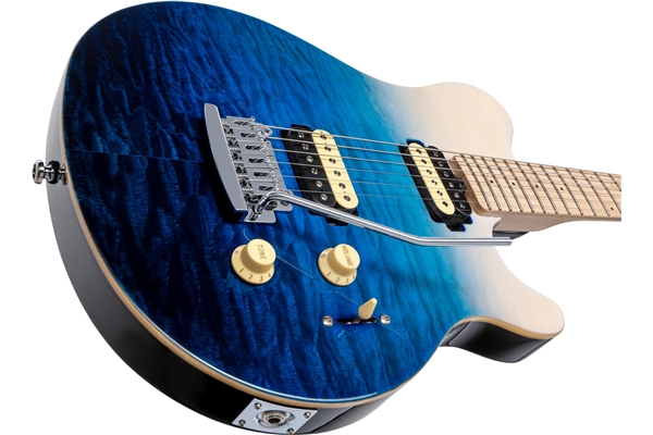 STERLING BY MUSIC MAN AXIS AX3 QUILTED MAPLE SPECTRUM BLUE