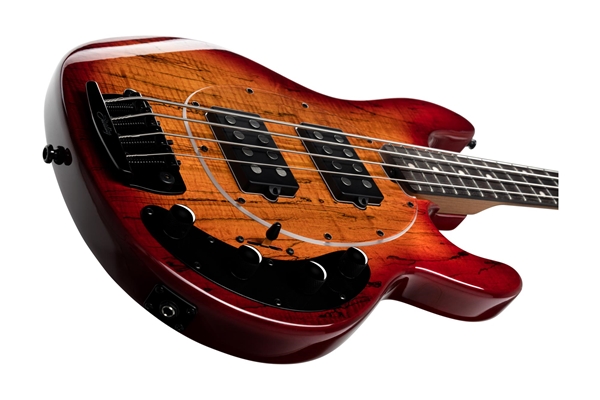 STERLING BY MUSIC MAN RAY34HH SPALTED MAPLE BLOOD ORANGE BURST