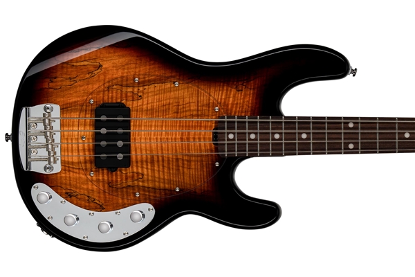 STERLING BY MUSIC MAN RAY34 SPALTED MAPLE 3 TONE SUNBURST