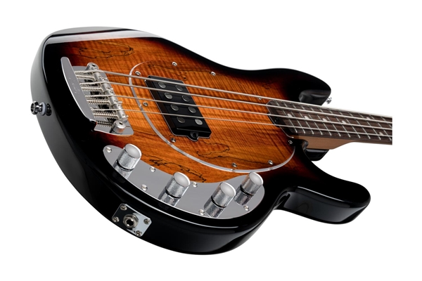 STERLING BY MUSIC MAN RAY34 SPALTED MAPLE 3 TONE SUNBURST
