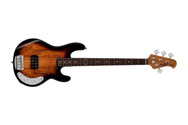 STERLING BY MUSIC MAN RAY34 SPALTED MAPLE 3 TONE SUNBURST
