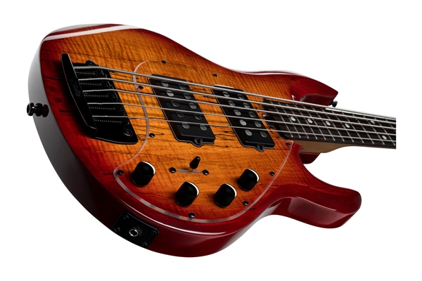 STERLING BY MUSIC MAN RAY35HH SPALTED MAPLE BLOOD ORANGE BURST