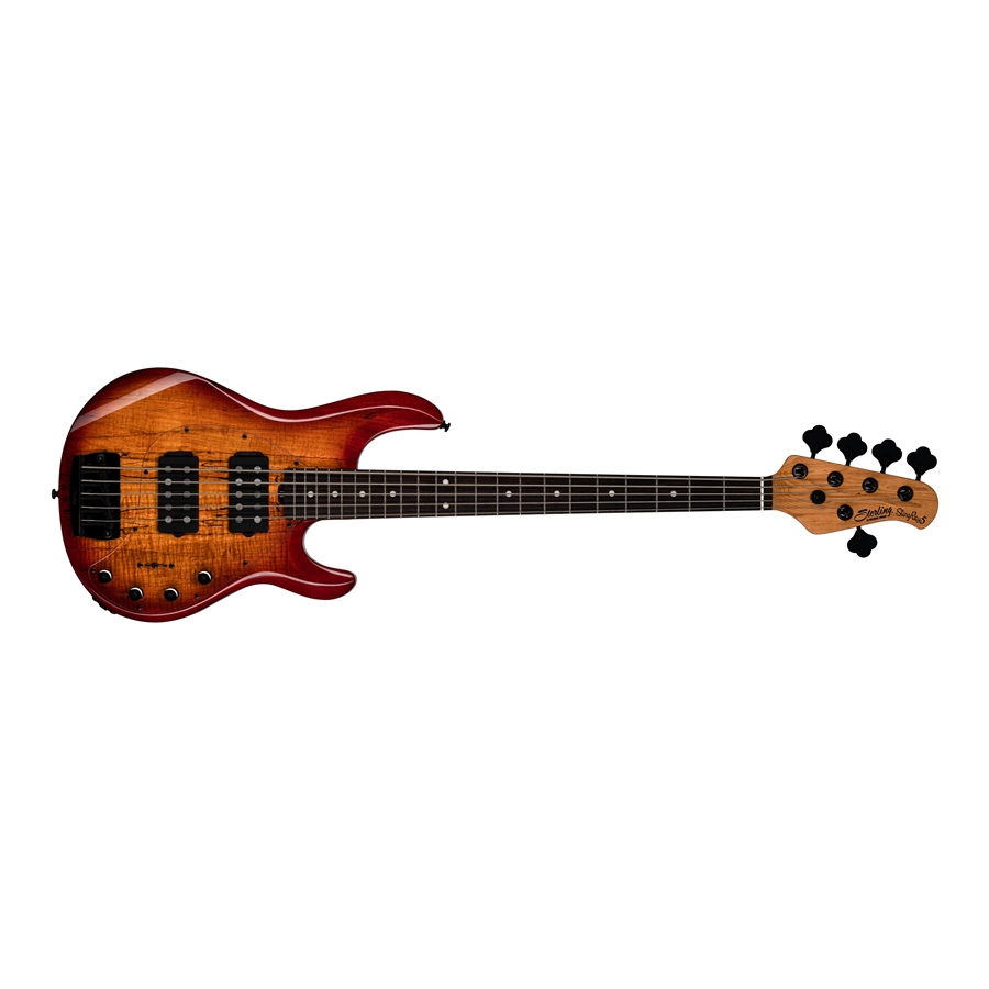 STERLING BY MUSIC MAN RAY35HH SPALTED MAPLE BLOOD ORANGE BURST